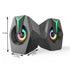 LED Computer Speaker USB Powered 3.5mm Stereo Audio Desktop Speakers for PC, MP3 Player, Laptop, Smartphone (Black)