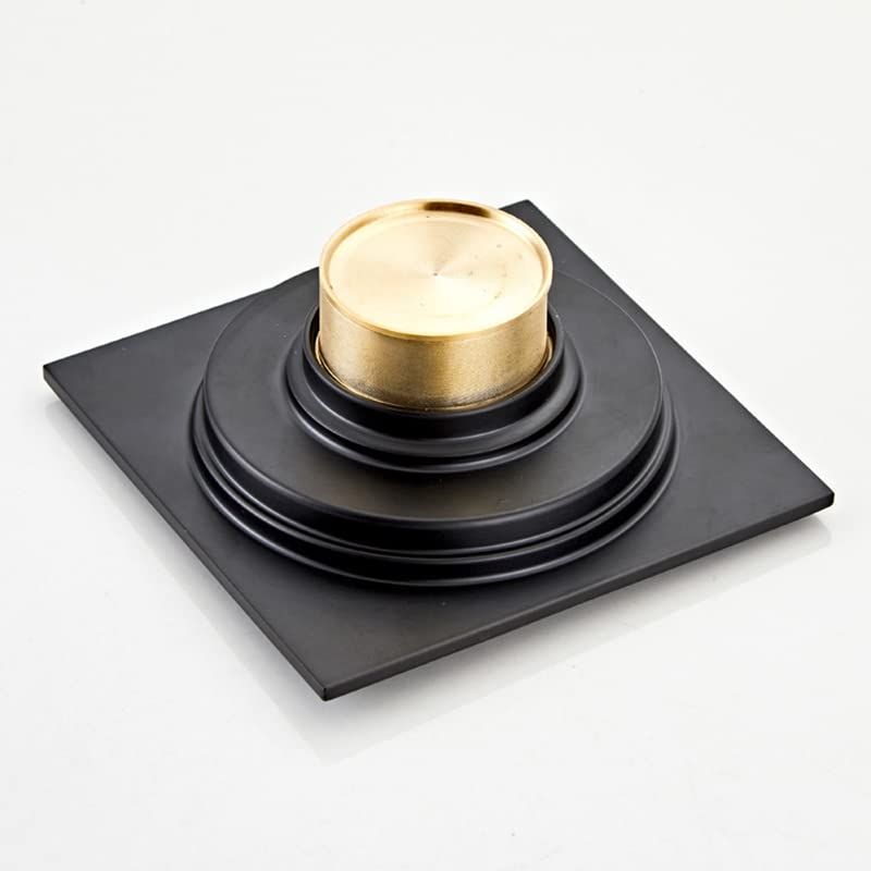 Bathroom Shower Drainer,Floor Drain, 1pc Floor Drain Black Brass 4 Inch Square Linear Shower Drain Bathroom Balcony(Color : Black)
