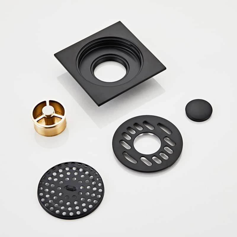 Bathroom Shower Drainer,Floor Drain, 1pc Floor Drain Black Brass 4 Inch Square Linear Shower Drain Bathroom Balcony(Color : Black)