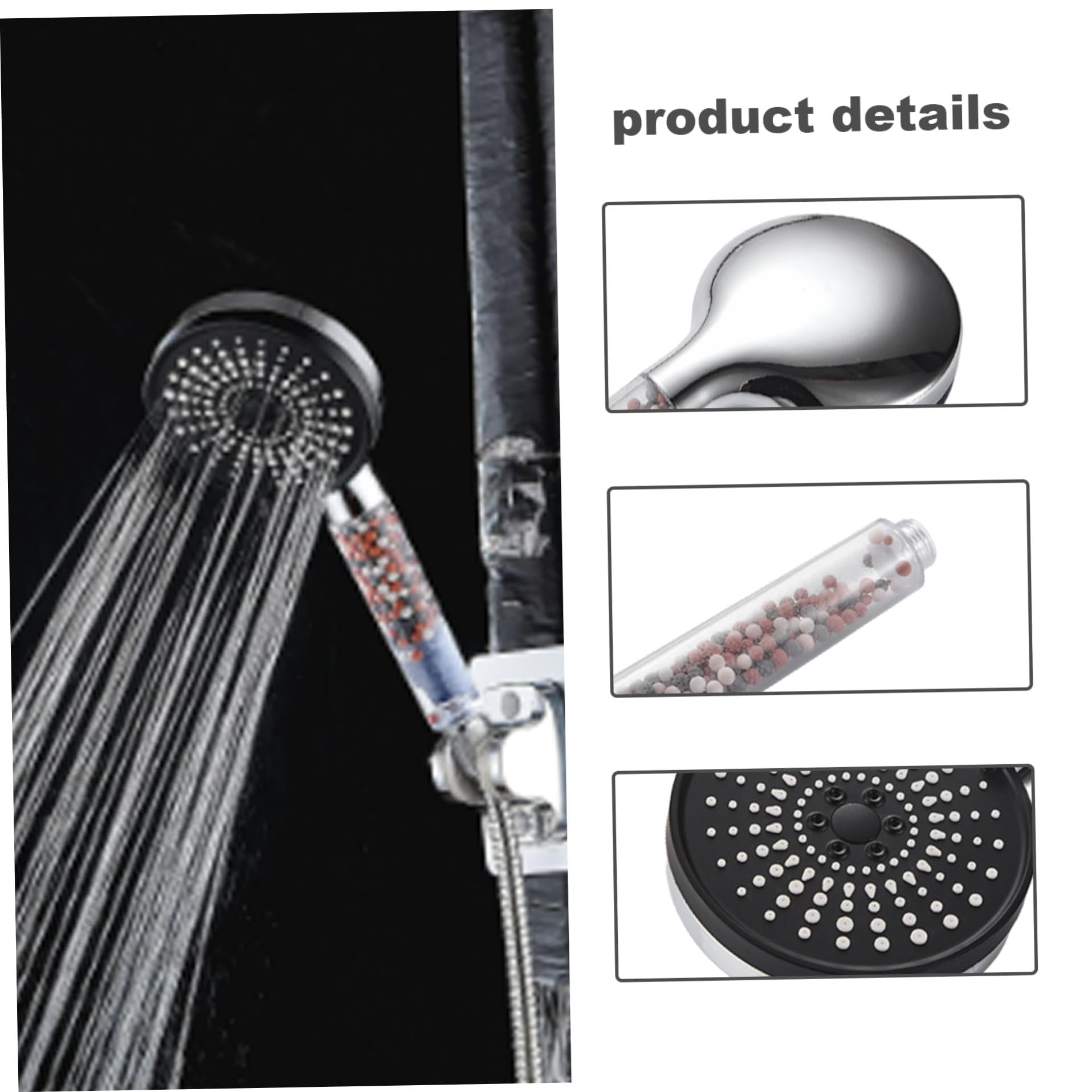 1PC Filter Shower Head High Pressure Water Softener Shower Head 5 Modes Universal Detachable Purifying Shower Head with Black