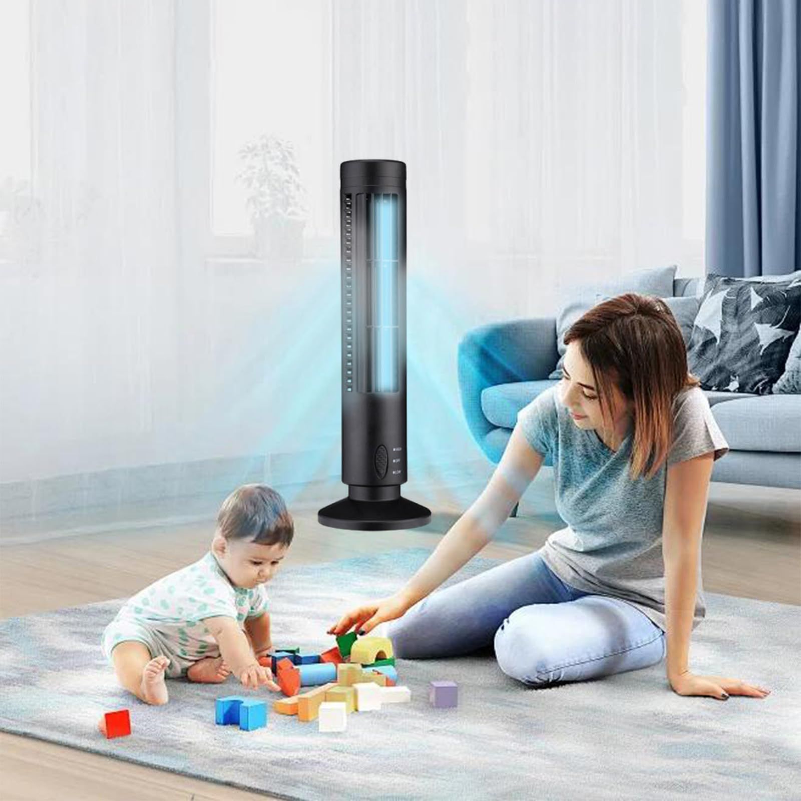 Fan Electric Fan Mini Portable Vertical Air Conditioner Bedroom Air Circulation Cooler Home Suitable For Home Office (Black),
