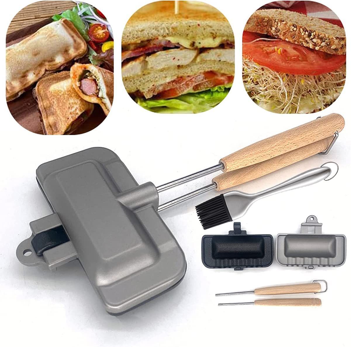 Breakfast Sandwich Maker, hot dog toaster,press bakeware nonstick frying pan pancake pan cooker with removable handle pancakes