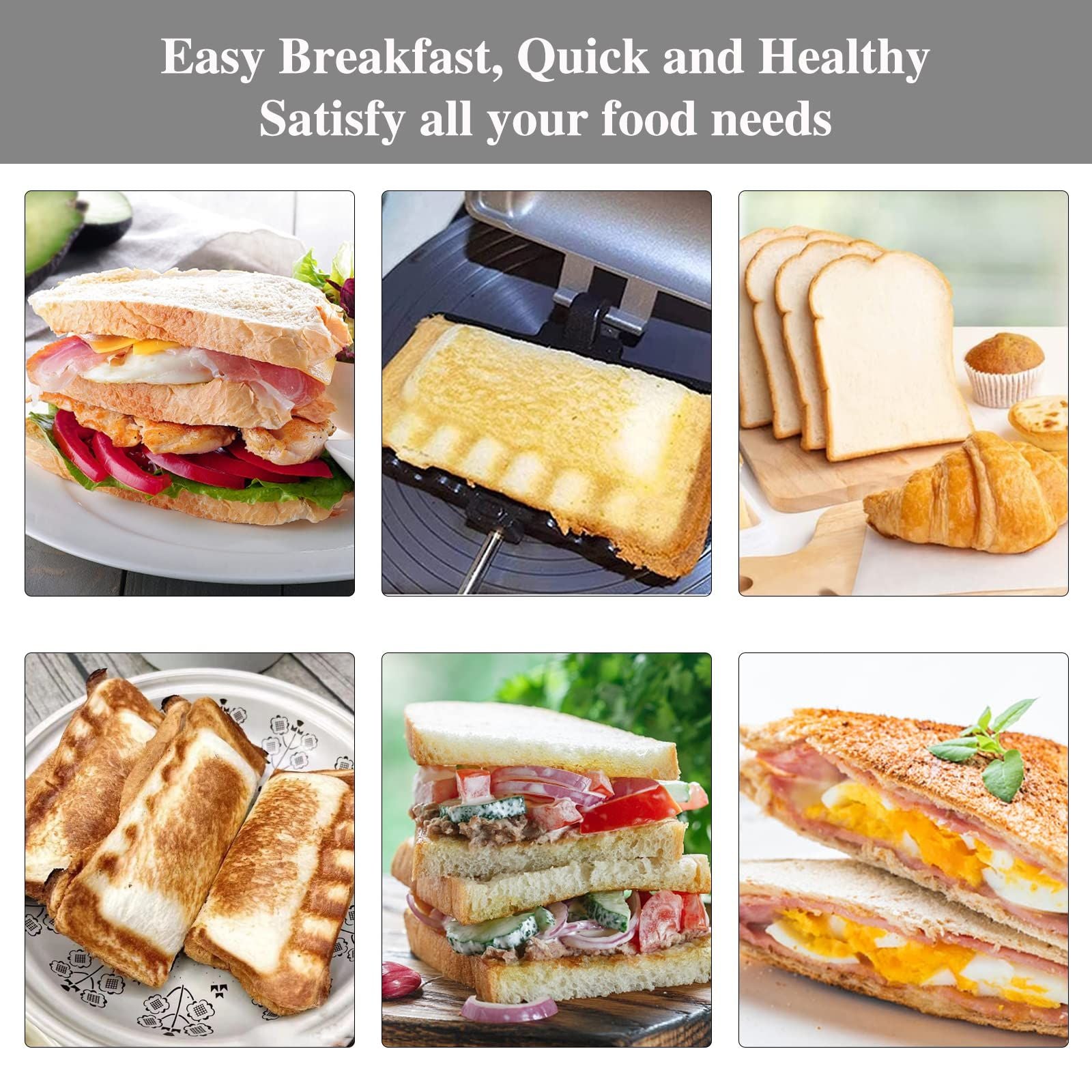 Breakfast Sandwich Maker, hot dog toaster,press bakeware nonstick frying pan pancake pan cooker with removable handle pancakes