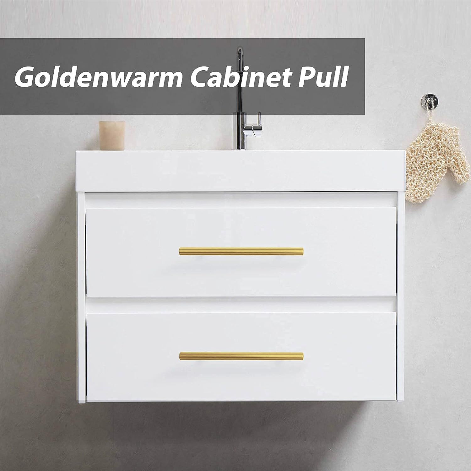 (4-Pack) Cabinet Handles 8.6" Satin Gold Cabinet Pulls Handles for Cabinets and Drawers Cabinet Hardware Dresser