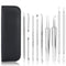 Pimple Popper Tool Kit, 9 PCS Blackhead Remover Tools with Tweezers, 16-Heads Professional Acne Zit Pimple Popper Extraction Tool