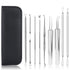 Pimple Popper Tool Kit, 9 PCS Blackhead Remover Tools with Tweezers, 16-Heads Professional Acne Zit Pimple Popper Extraction Tool