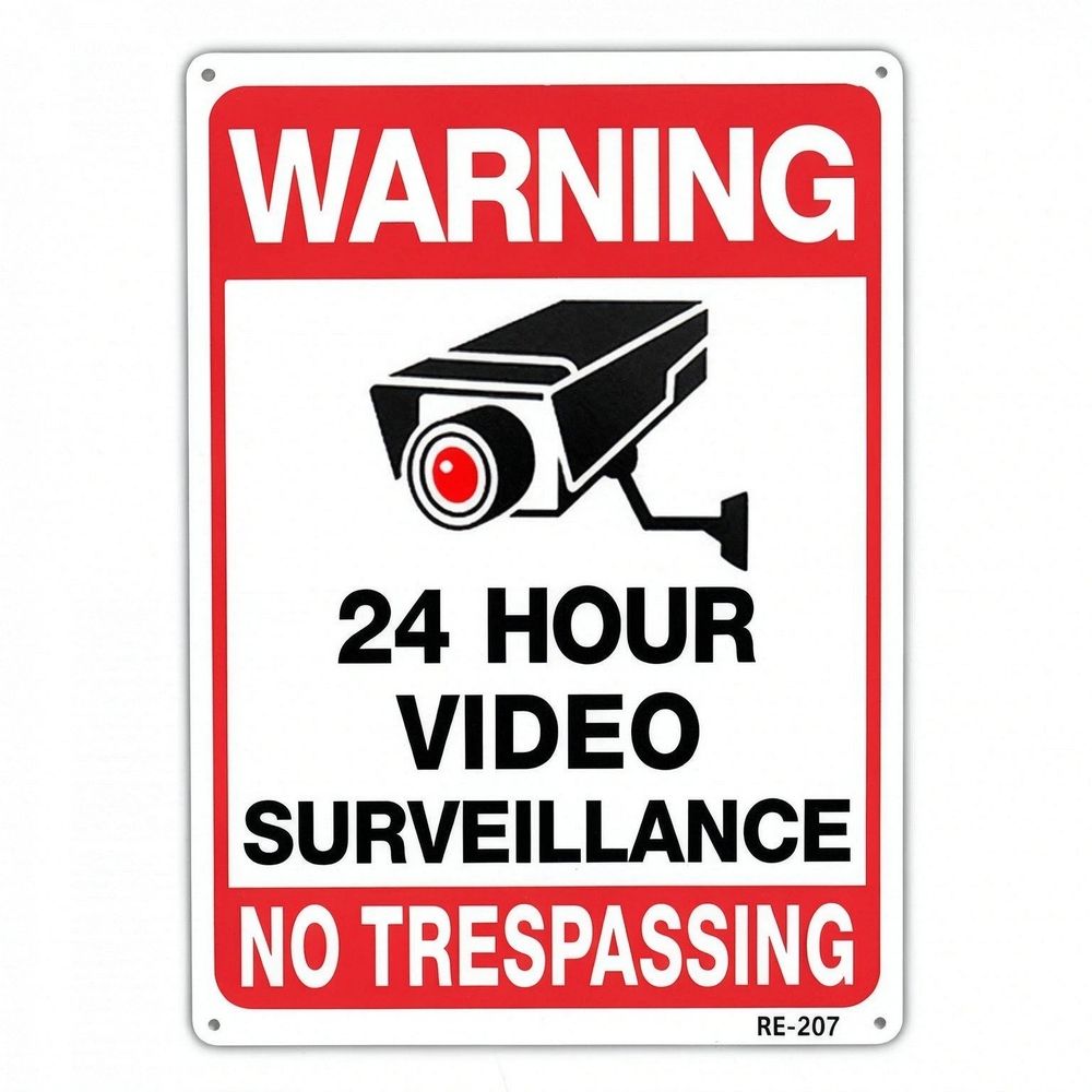 Warning Security Cameras in Use 24 Hour Video Surveillance Sign No Trespassing Sign 10x14 Aluminum UV Ink Printed,Durable
