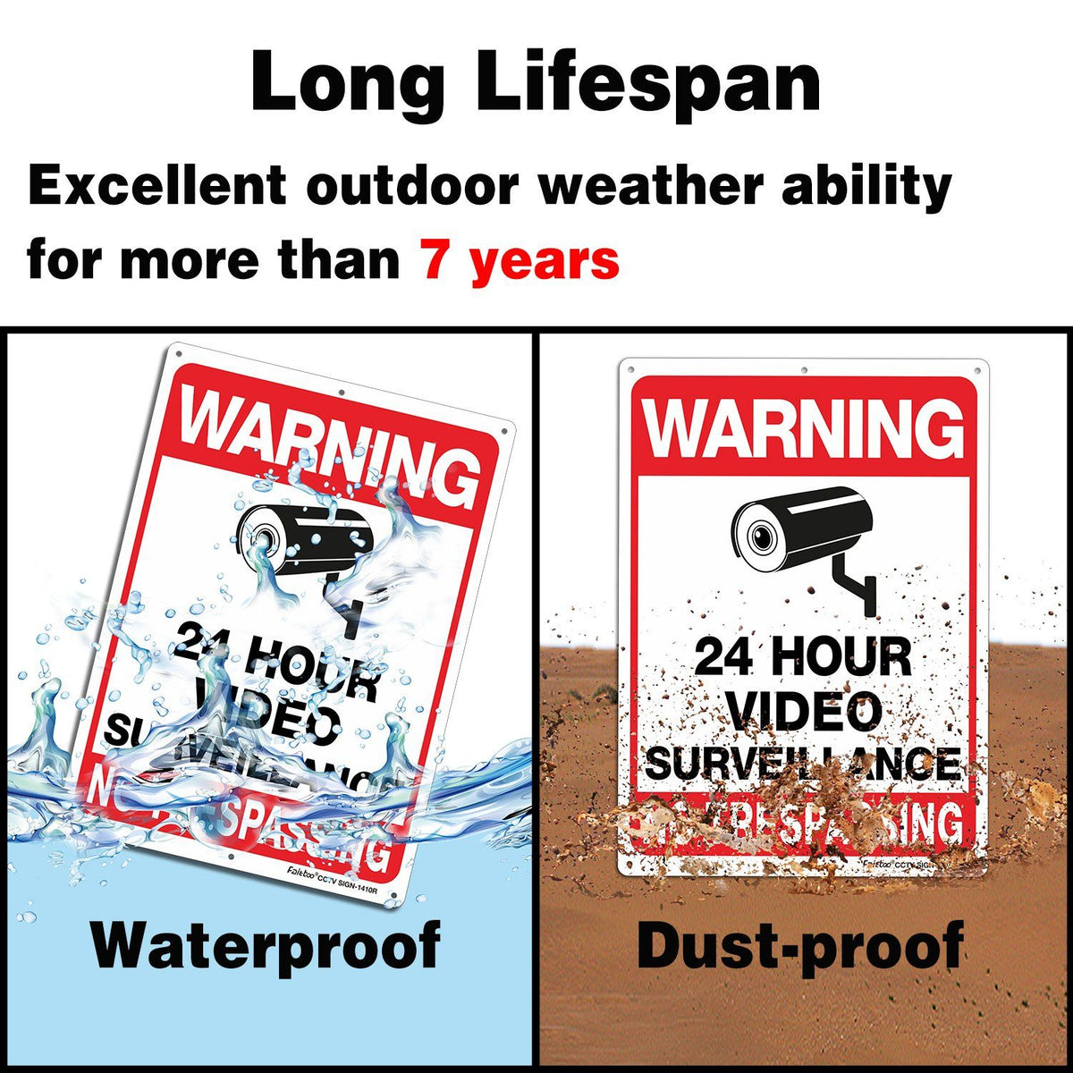 Warning Security Cameras in Use 24 Hour Video Surveillance Sign No Trespassing Sign 10x14 Aluminum UV Ink Printed,Durable