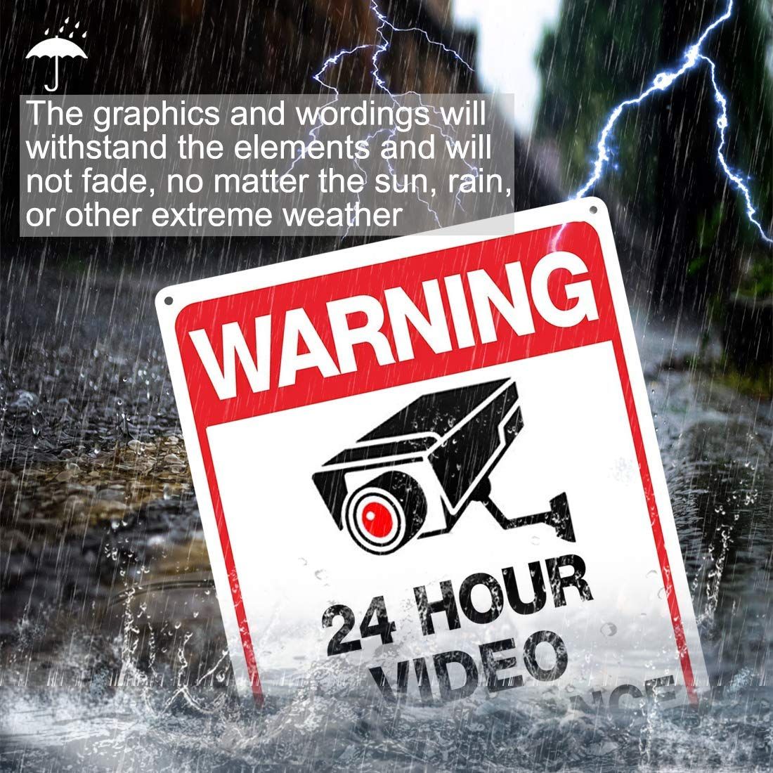 Warning Security Cameras in Use 24 Hour Video Surveillance Sign No Trespassing Sign 10x14 Aluminum UV Ink Printed,Durable