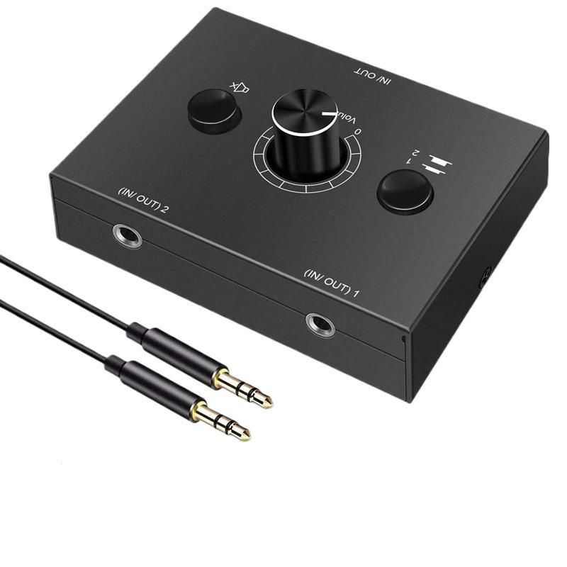 3.5mm Stereo Audio Switch Audio Switcher Passive Speaker Headphone Manual Selector Splitter Box Audio Sharing