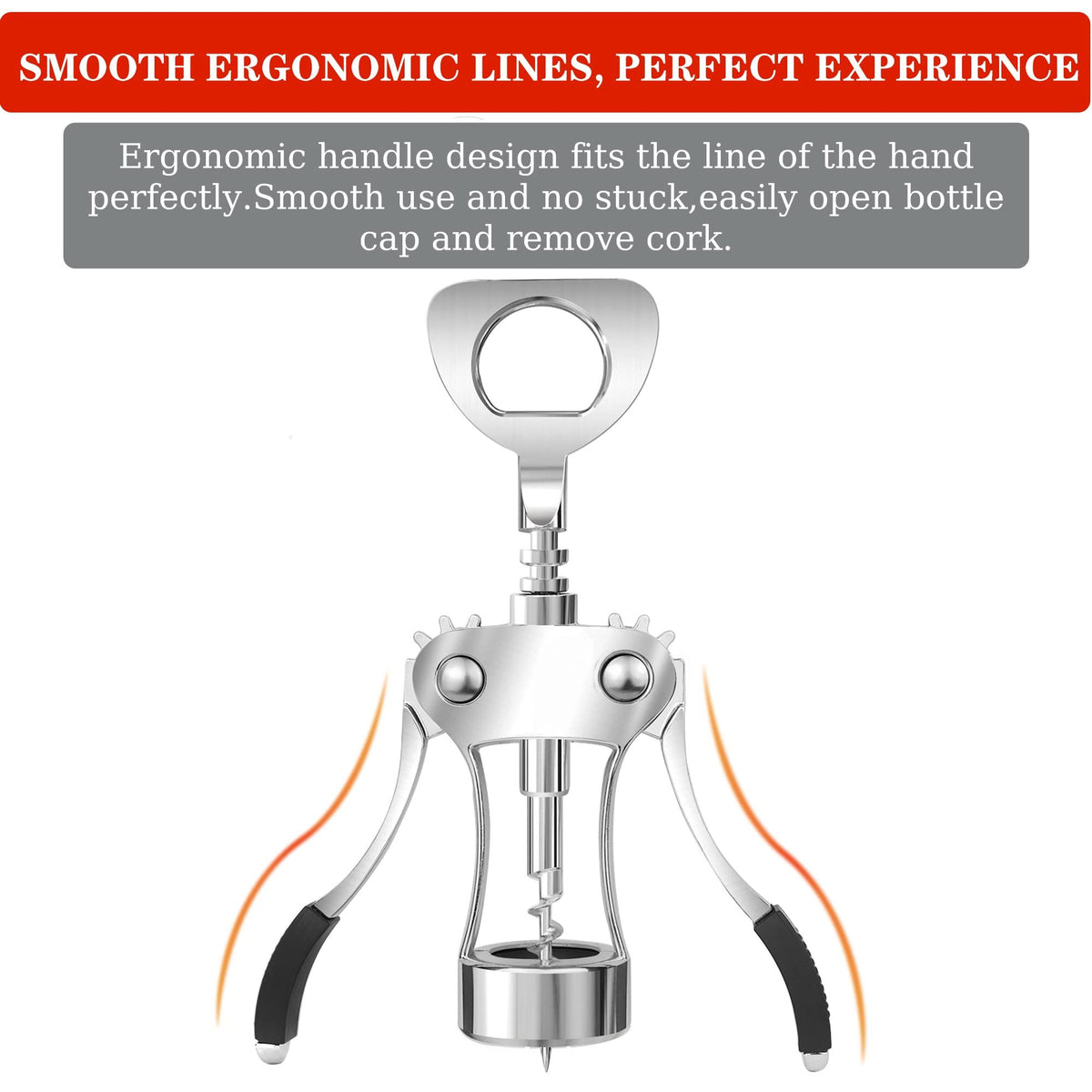 Zinc Alloy Wing Corkscrew Heavy Duty, Cork Screw Beer Opener for Bartenders, Multifunctional Bottle Opener for Home Kitchen