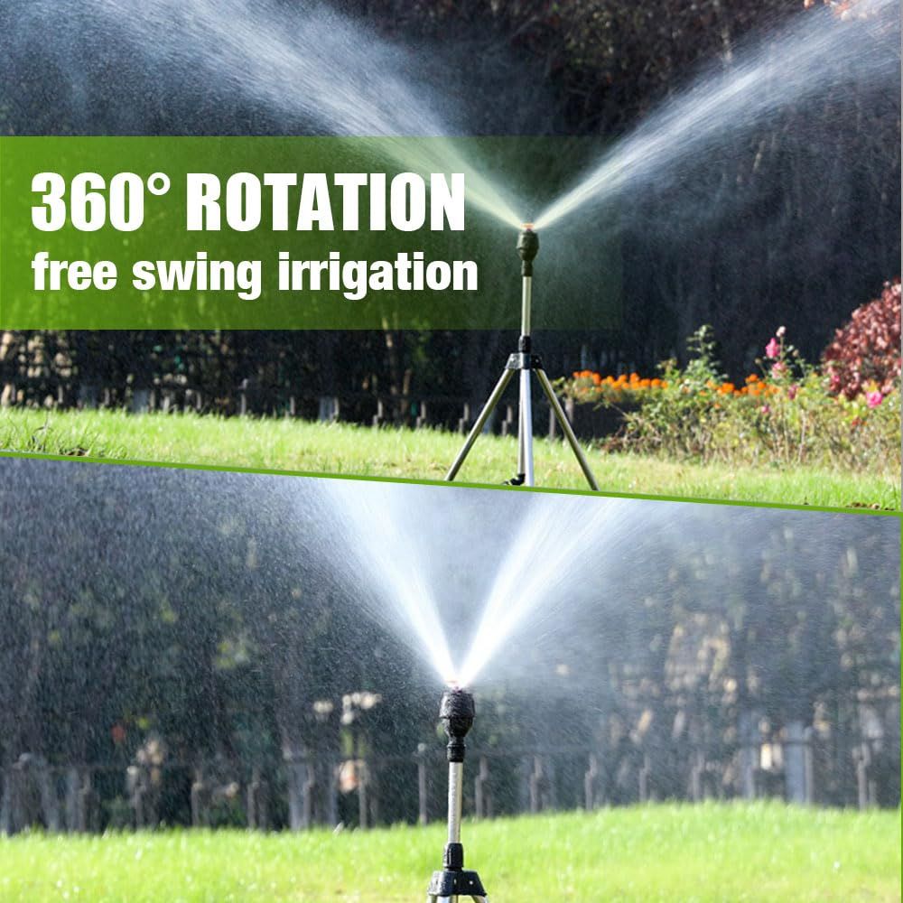 Rotating Tripod Sprinkler, Water Sprinkler for Lawn, Tripod Sprinklers for Yard Large Area Watering,