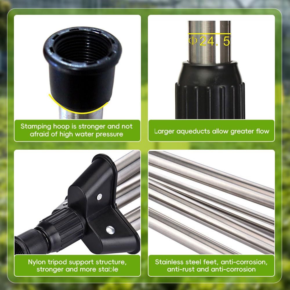 Rotating Tripod Sprinkler, Water Sprinkler for Lawn, Tripod Sprinklers for Yard Large Area Watering,
