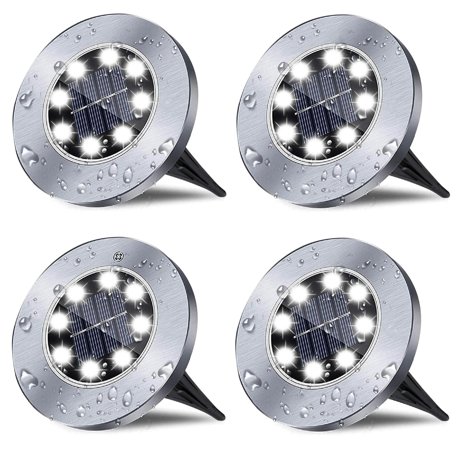 Solar Ground Lights, Waterproof Garden Upgraded Outdoor Bright in-Ground Landscape Lights for Pathway,Yard (4 Pack White Light)