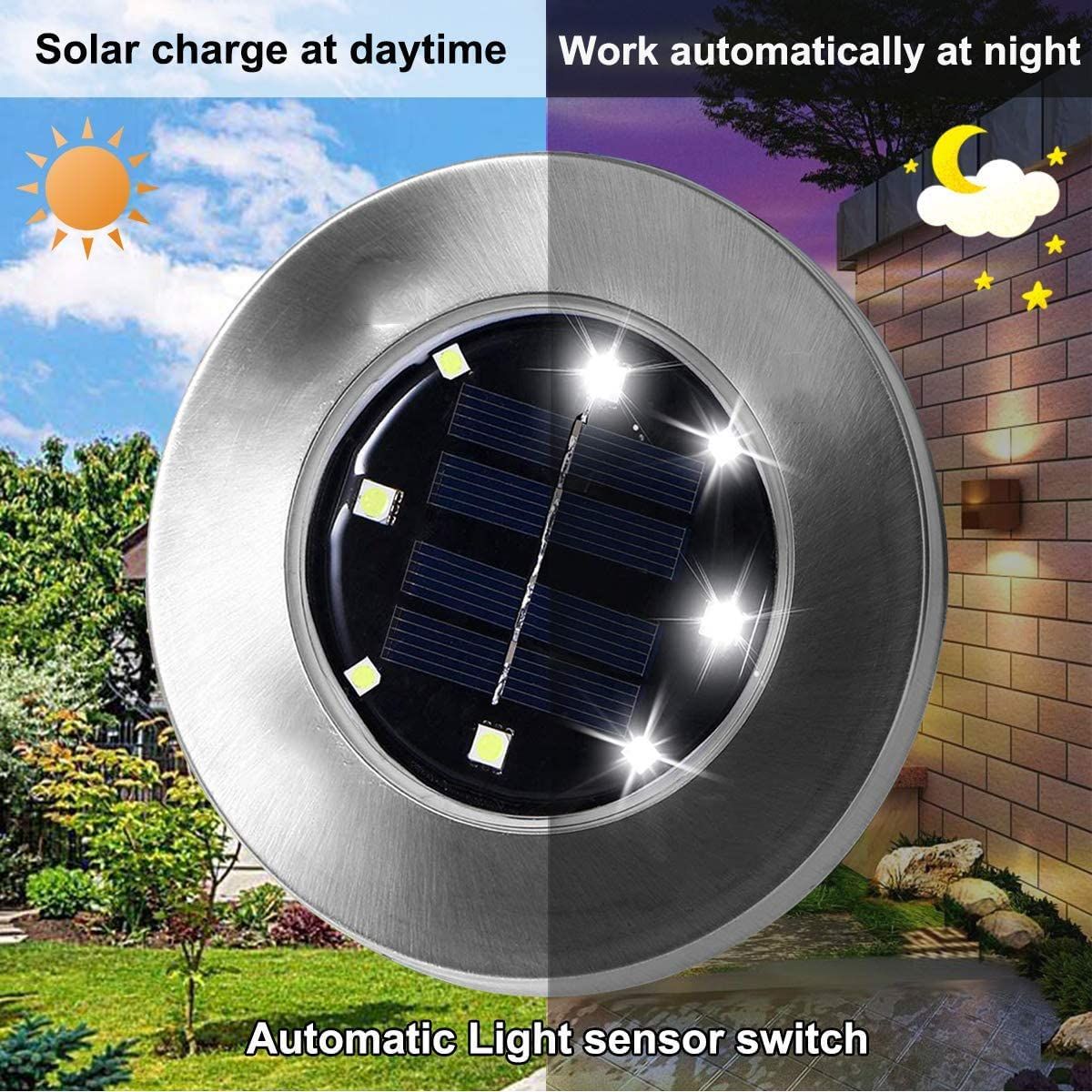 Solar Ground Lights, Waterproof Garden Upgraded Outdoor Bright in-Ground Landscape Lights for Pathway,Yard (4 Pack White Light)