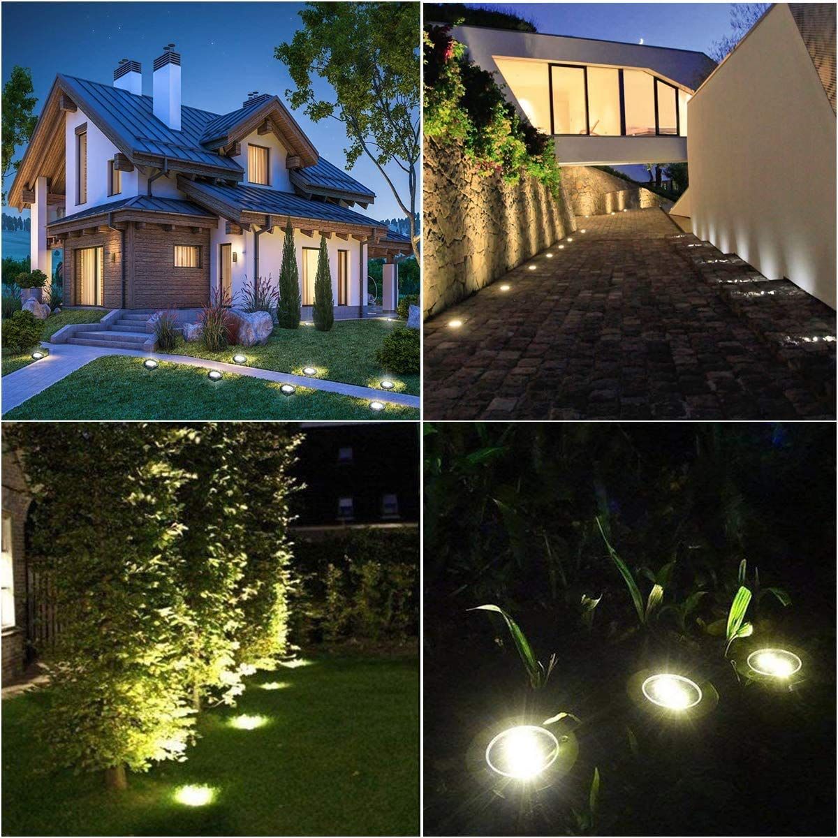 Solar Ground Lights, Waterproof Garden Upgraded Outdoor Bright in-Ground Landscape Lights for Pathway,Yard (4 Pack White Light)