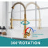 Polished Gold Kitchen Faucet with Pull Down Sprayer,Single Handle Spring Single Hole Faucet for Kitchen Sink