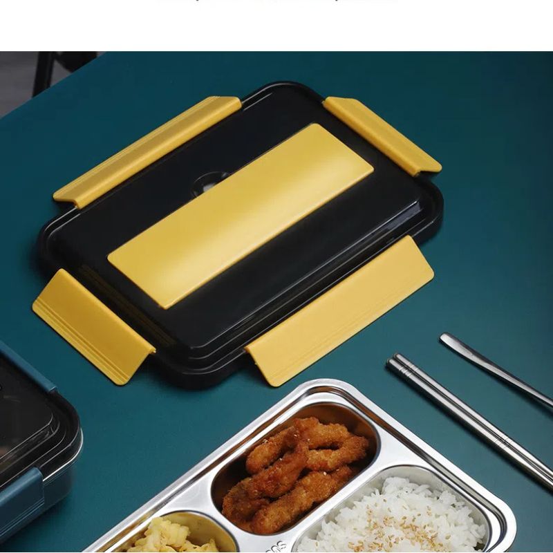 Lunch Box Stainless Steel Bento Box With Insulated Bag and Cutlery,4 Compartments,Big Bento Box for adults and Work,Lunch