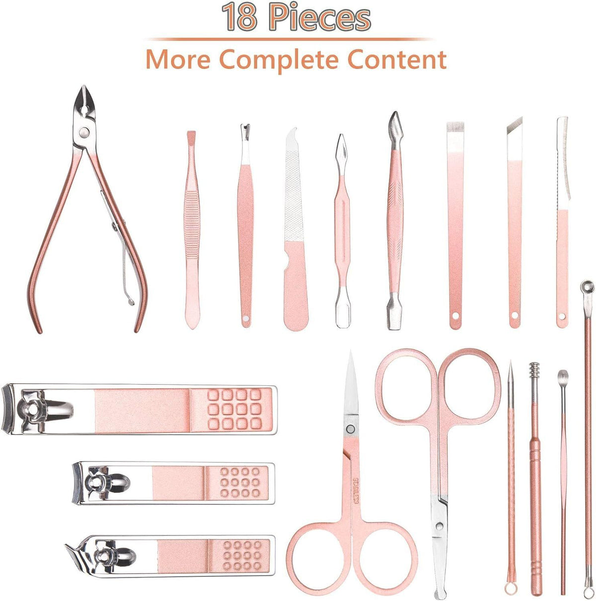Nail Clippers for Men Women,18 In 1 Stainless Steel Nail Kit Professional Manicure Pedicure Kit Nail Scissors Cuticle Trimmer Nail