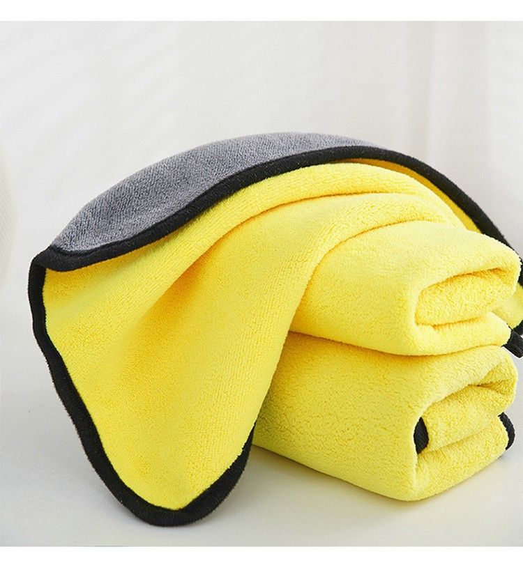 5 Pack Microfiber Cleaning Towels, Thick Quick Drying Dual Layer for Car Washing Polishing Waxing Auto Detailing, (Grey/Yellow)
