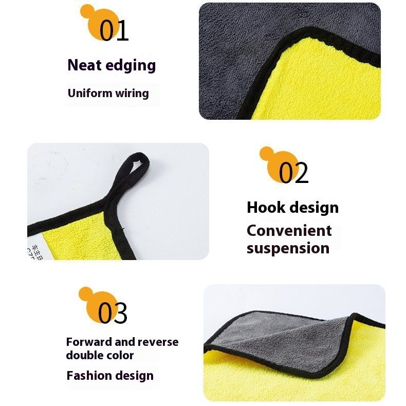 5 Pack Microfiber Cleaning Towels, Thick Quick Drying Dual Layer for Car Washing Polishing Waxing Auto Detailing, (Grey/Yellow)