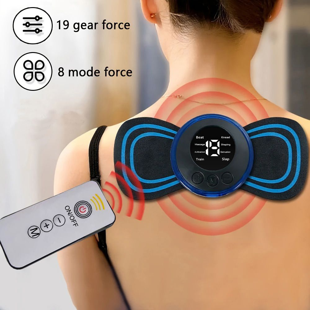 Foot Back and Neck Massager with 8 Modes, Small, for Pain Relief for Home Travel Fitness Room （1 Host 1 Pads）