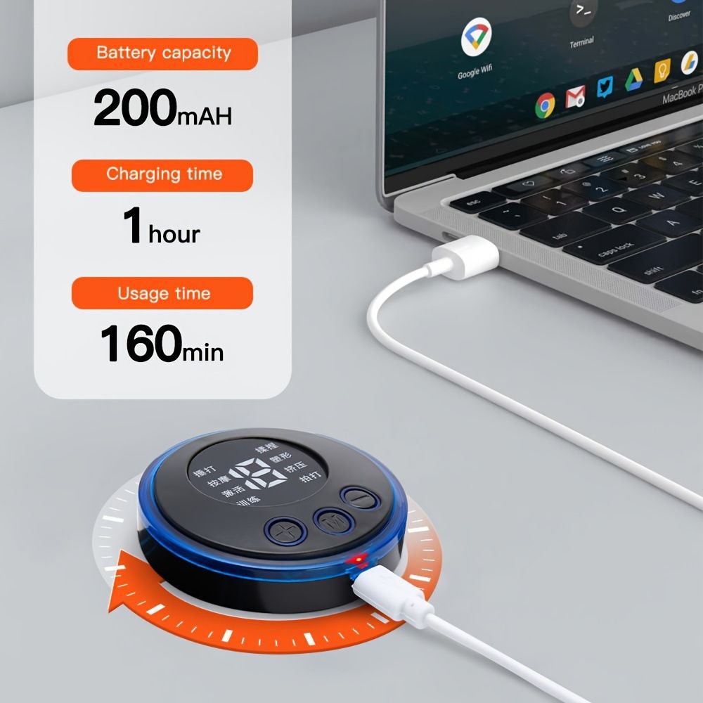 Foot Back and Neck Massager with 8 Modes, Small, for Pain Relief for Home Travel Fitness Room （1 Host 1 Pads）