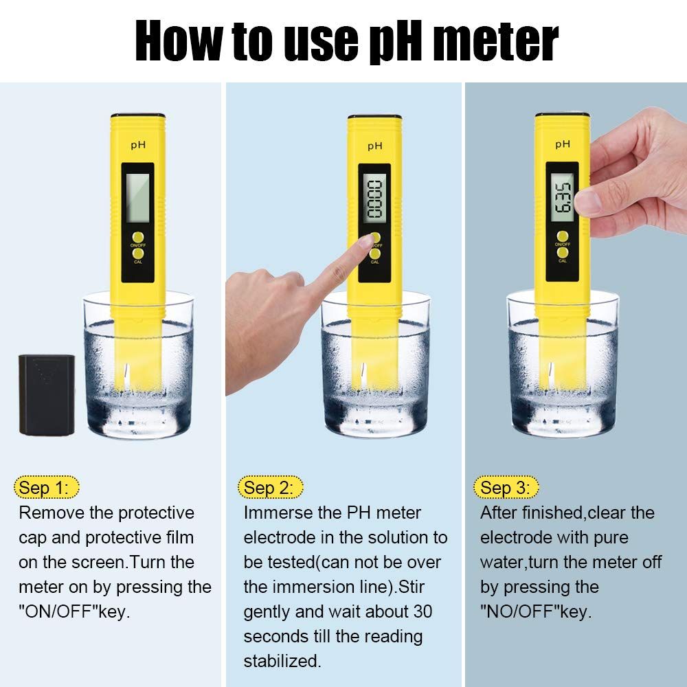 Digital Water Tester, 0.01High Accuracy Water Quality Tester Pen with 0-14 Measurement Range for Drinking Water, Plant