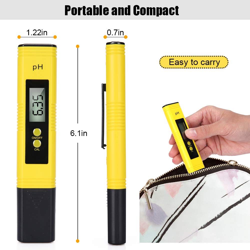 Digital Water Tester, 0.01High Accuracy Water Quality Tester Pen with 0-14 Measurement Range for Drinking Water, Plant