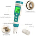 7 in 1 Salinity/Temp Meter0.01 Resolution High Accuracy Water Tester,  for Water Household Drinking, Swimming Pool
