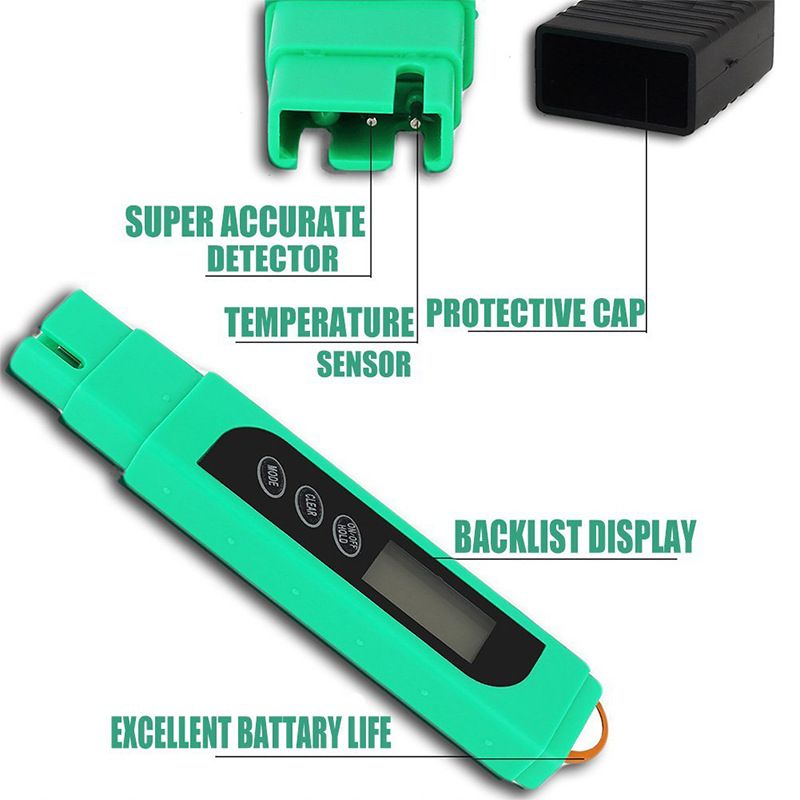 Accurate and Reliable,   screen display 3 in 1 Digital  Meter,, Ideal Water Tester Meter well water,(Green)