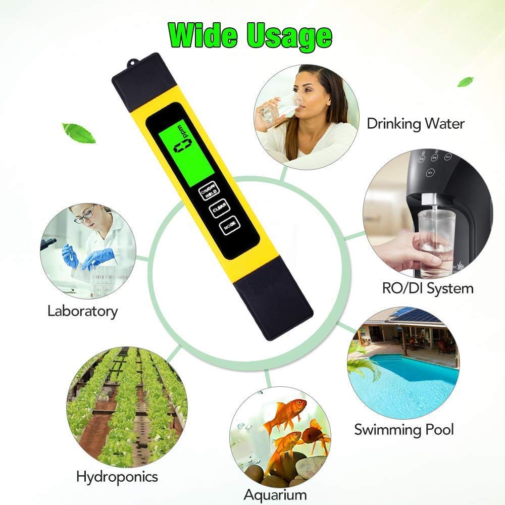 Meter Digital Water Quality Tester, Temperature & Conductivity Meter 3 in 1,  Digital Water Hardness Testers for Drinking Water