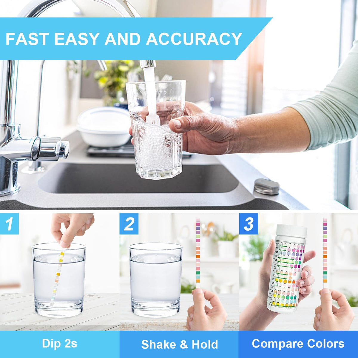 Water Testing Kits for Drinking Water:Water Test Kit, Strips with Hardness,  Lead, Iron, Copper, Chlorine, and More