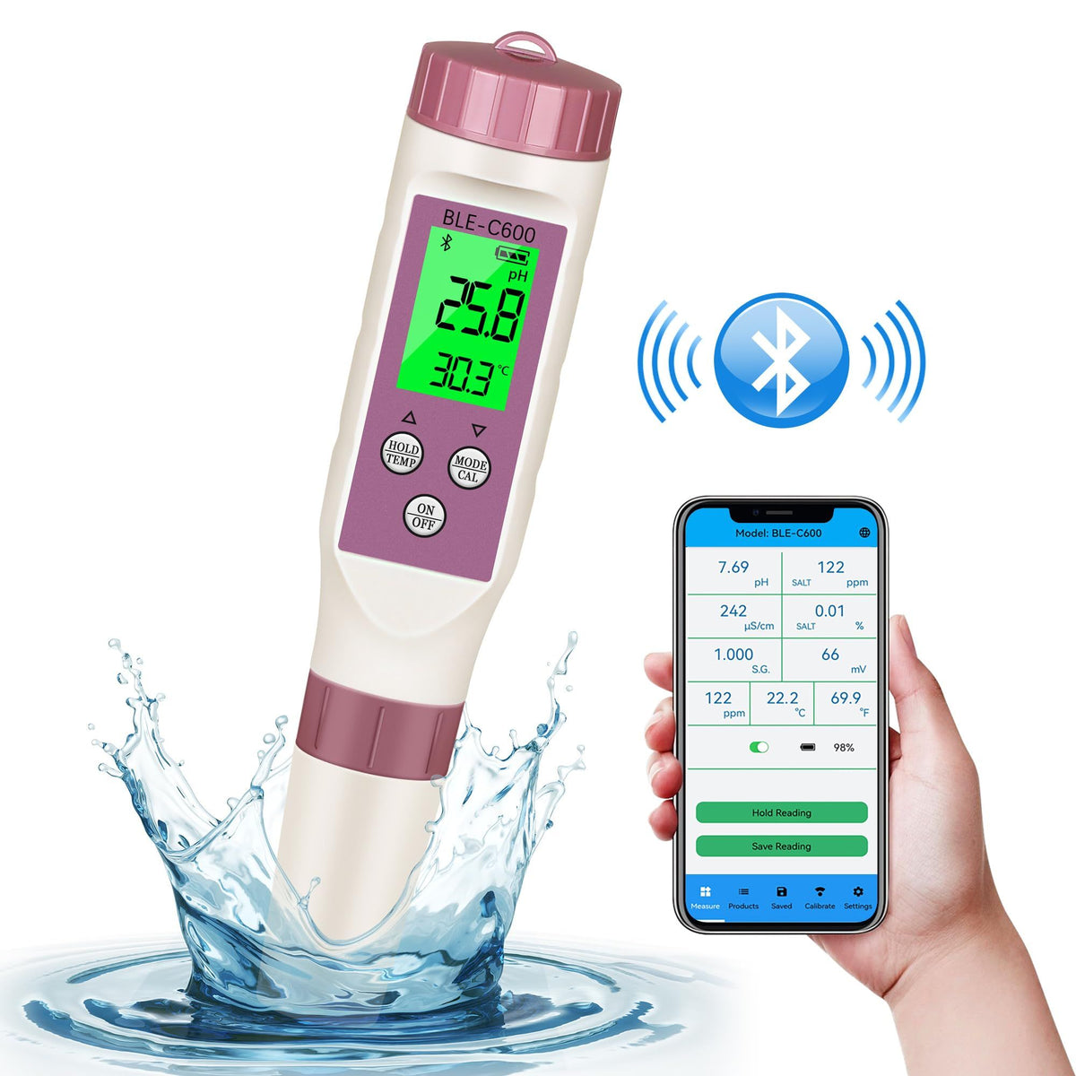 4-in-1       Meter/Salinity Tester Digital,Meter for Water Accuracy, for Drinking Swimming Pool Hydroponic Aquarium