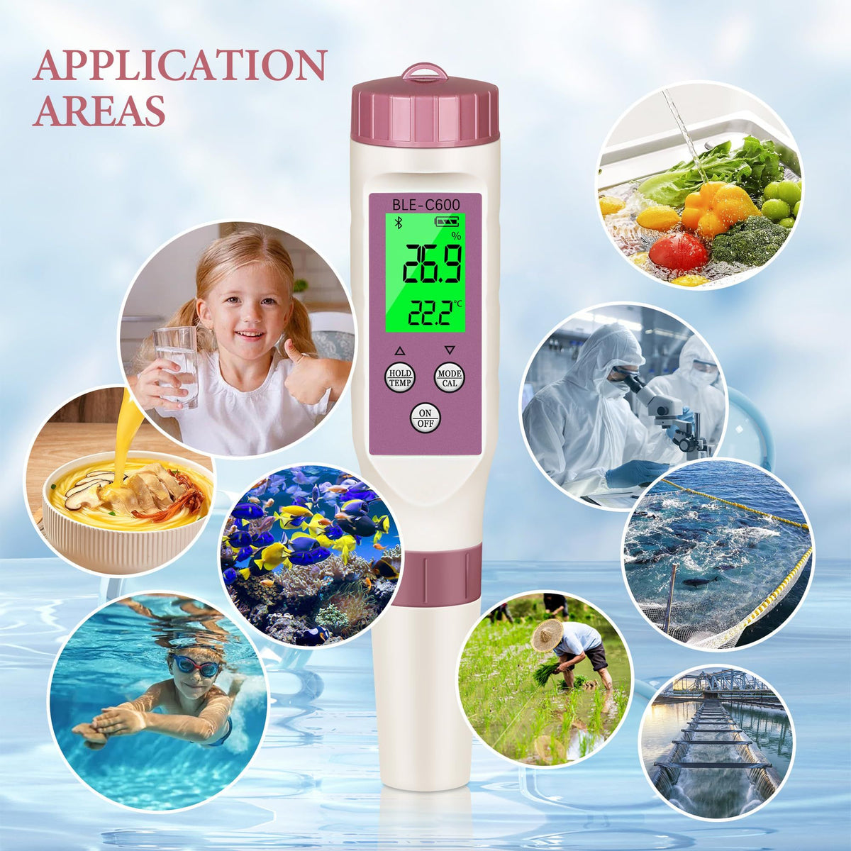4-in-1       Meter/Salinity Tester Digital,Meter for Water Accuracy, for Drinking Swimming Pool Hydroponic Aquarium