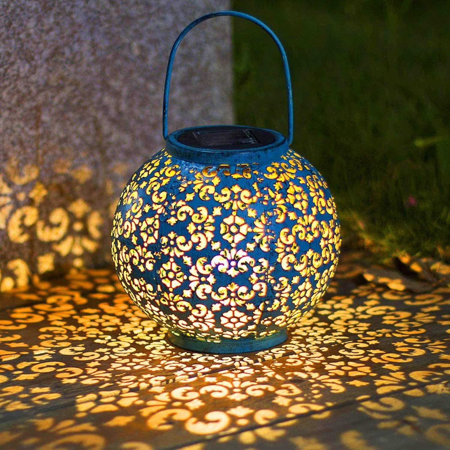 Solar Large Lanterns Outdoor Waterproof Hanging Garden Lights Metal Decorative Lantern for Table, Patio, Courtyard