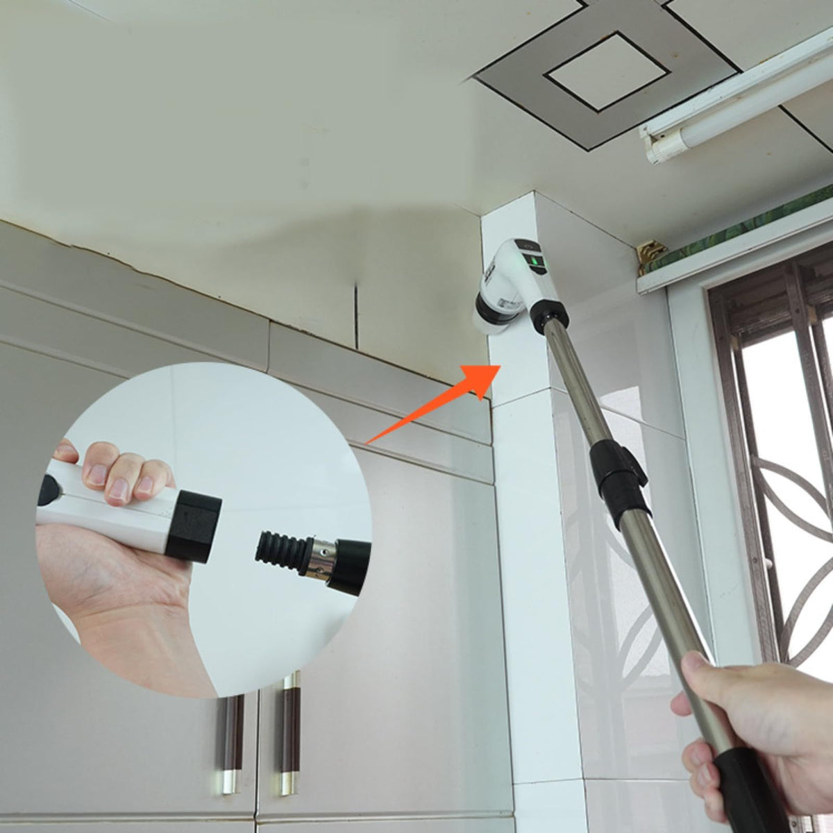 Electric Spin Scrubber, Scrubber Electric Spin Brush Adjustable Extension Handle for Bathroom, Tub, Tile, Floor