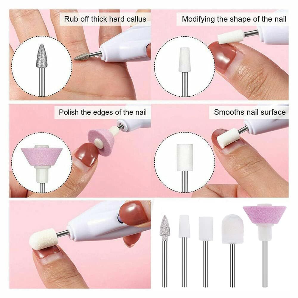 5-in-1 Professional Electric Manicure Sander Nail File Grooming Sets, Nail Art Trimming Machine DIY Pedicure Kit