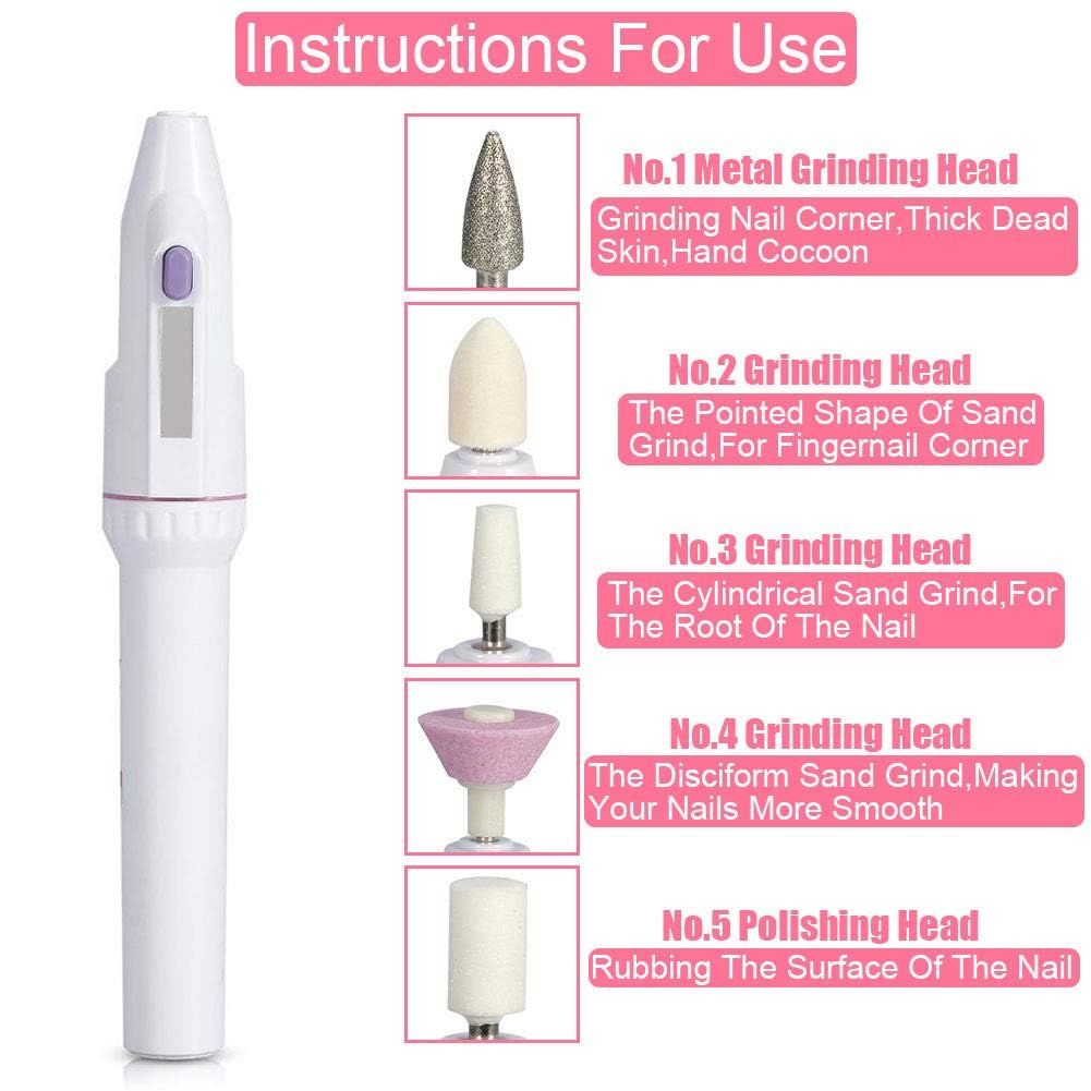 5-in-1 Professional Electric Manicure Sander Nail File Grooming Sets, Nail Art Trimming Machine DIY Pedicure Kit