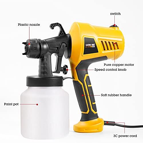 Paint Sprayer, Spray Gun with Cleaning & Blowing Joints,  3 Patterns, Easy to Clean, for Furniture, Garden Chairs etc.