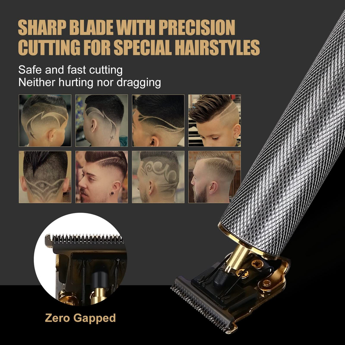 Hair Liners for Men&Women edge Up Clippers T Blade Trimmer Lineup Precision Hairline Professional Edgers Clippers (Silver)