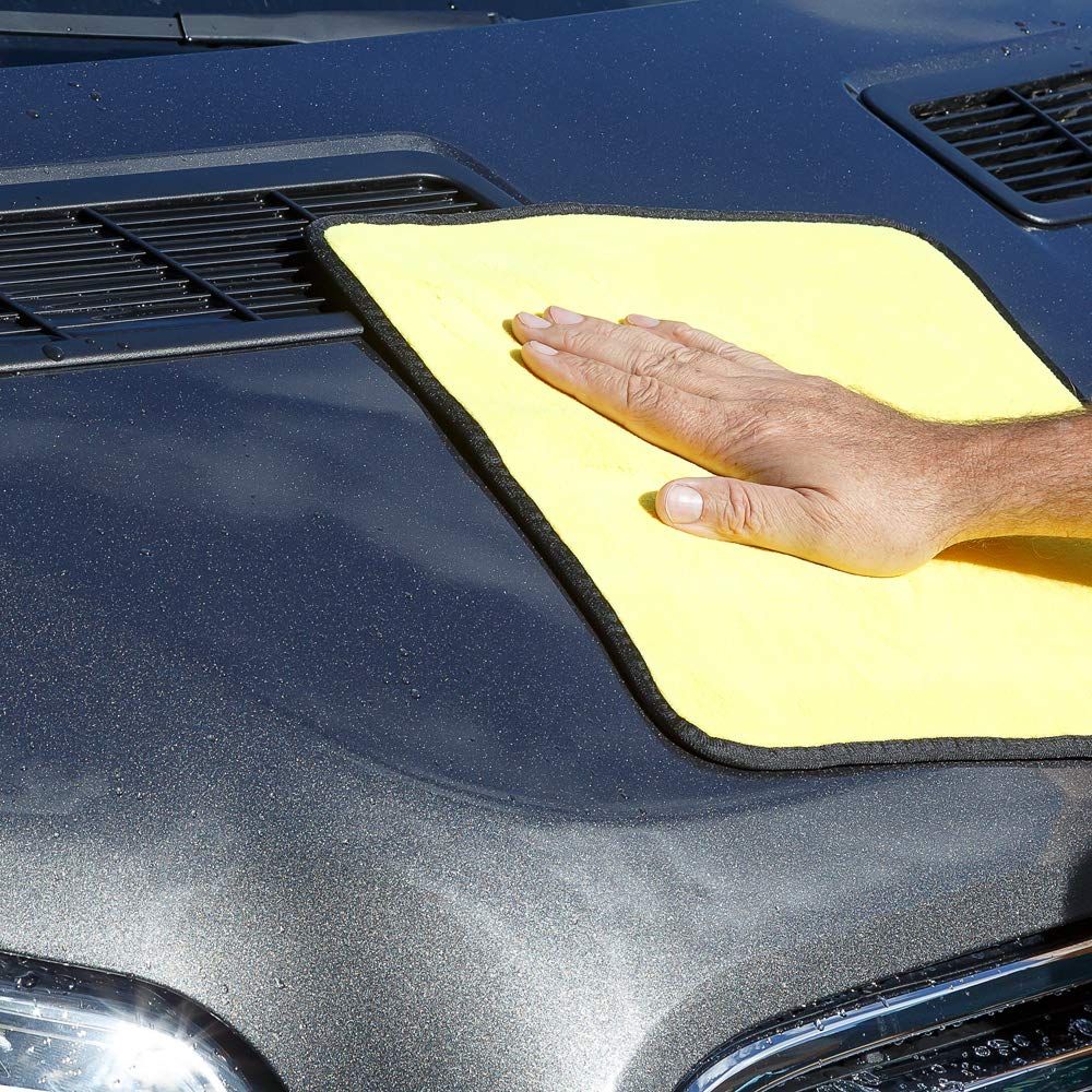 Premium Edgeless Microfiber Cleaning Cloths, 6 Pack| 12” x 12” All Purpose Hand Towels for Car Washing and Detailing