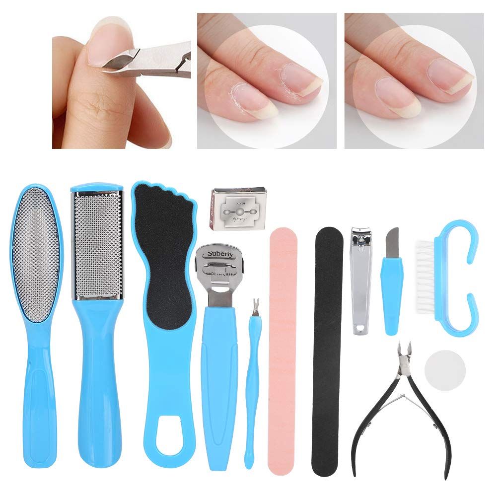 13pcs Manicure and Pedicure kit, Professional Pedicure Tools, Foot Nail Kit for Home, Foot Spa， Cracked and Dead Skin Cells