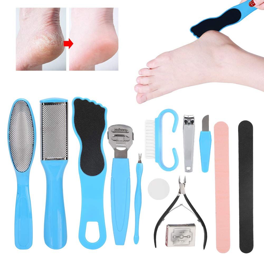 13pcs Manicure and Pedicure kit, Professional Pedicure Tools, Foot Nail Kit for Home, Foot Spa， Cracked and Dead Skin Cells