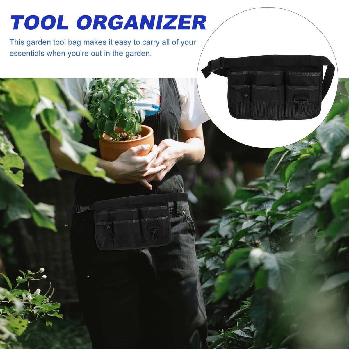 6 bags with single-sided tool bag for convenient storage, garden tool bag, gardening tool waist bag, adjustable with bag