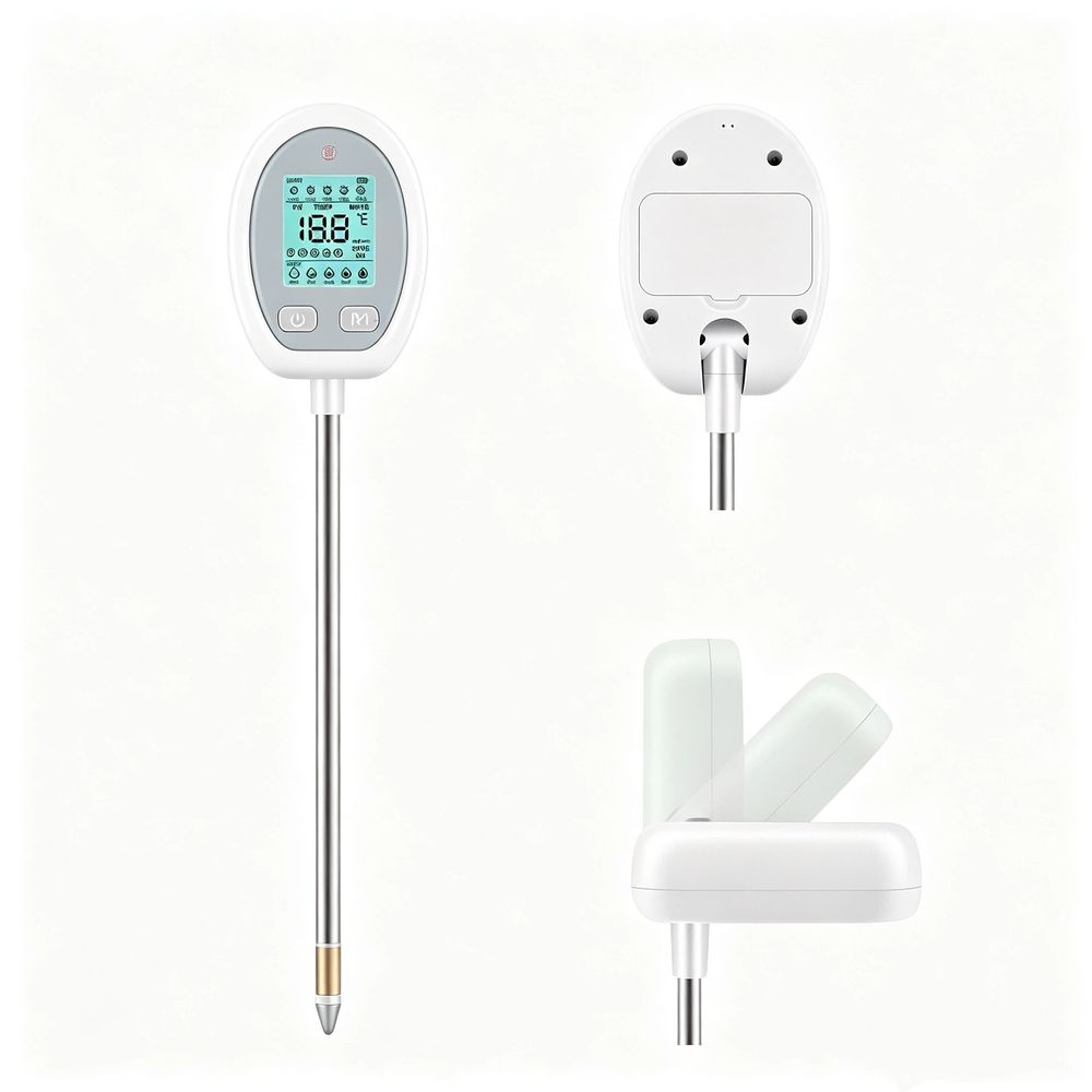 Record keeping of land soil pH tester, 5-in-1 soil temperature, sunlight care, flower pot garden farm lawn
