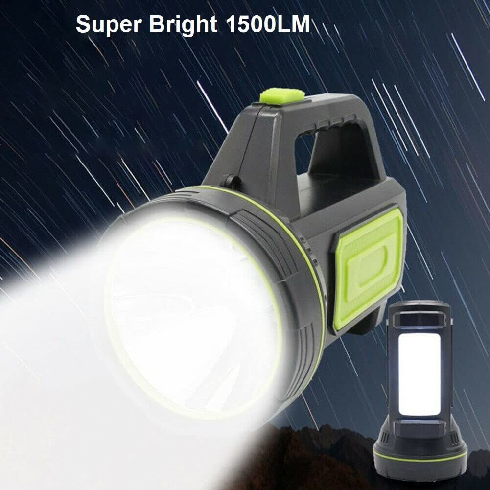 Flashlight, large flashlight, LED searchlight, 2 modes, 1500LM light, portable light, white light, rechargeable