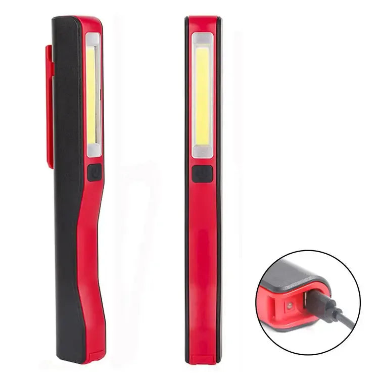 LED flashlight inspection light rechargeable work light COB LED flashlight with magnetic clip for household workshop flashlight