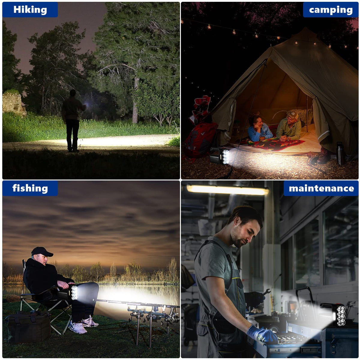 4 Modes Camping Light 1600lm Handheld Lamp, USB Rechargeable Torch Lantern,Outdoor Emergency Flashlight, Solar Heavy Duty Flashligh