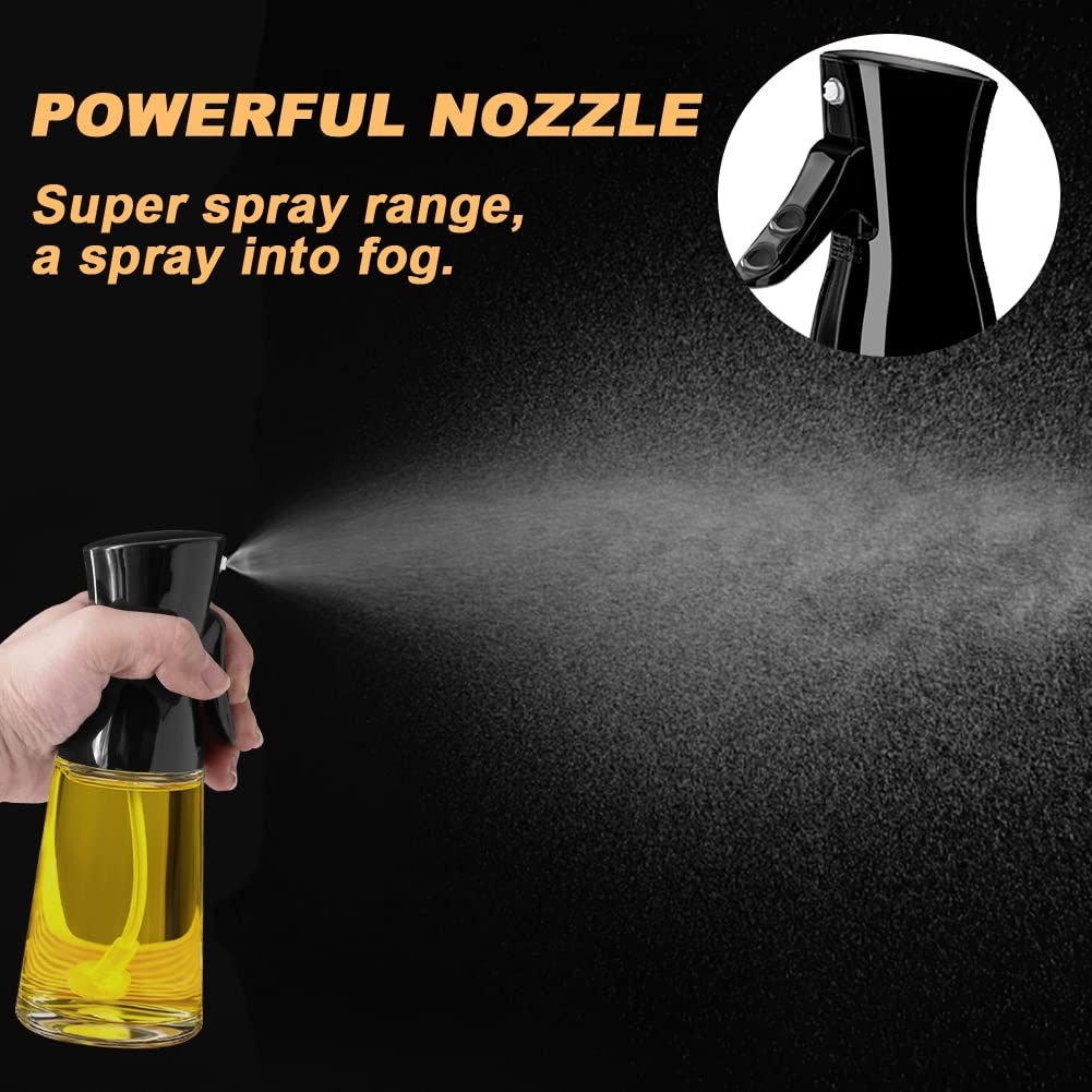 Olive Oil Sprayer for Cooking, 180ML Glass Oil Dispenser Bottle with Brush, Canola Oil Vinegar Spray Mister for Kitchen